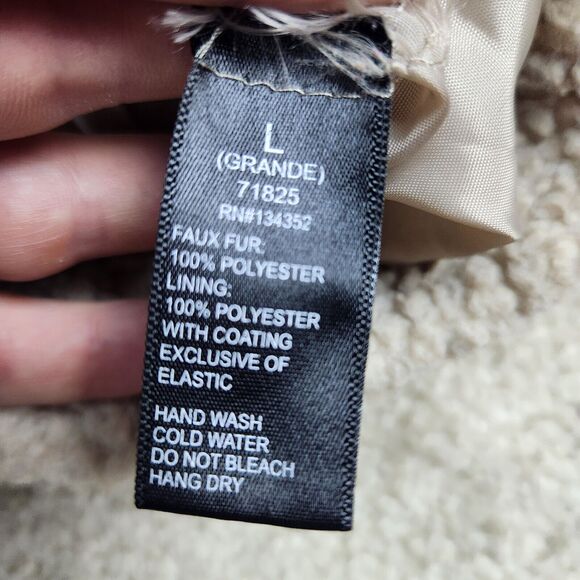 AMBIANCE OUTERWEAR Size L 1/4 Zip Camel Brown Sherpa Fleece Pullover - Picture 4 of 7